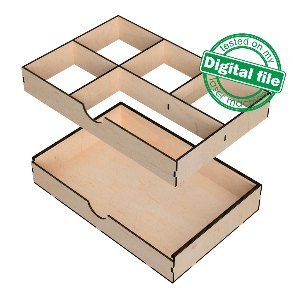 DXF, SVG files for Laser Cut Box with Sliding Lid, Drawers, Souvenir, Small Items Storage, Memorabilia, calligraphy, Material 1/8'' (3.2 mm)