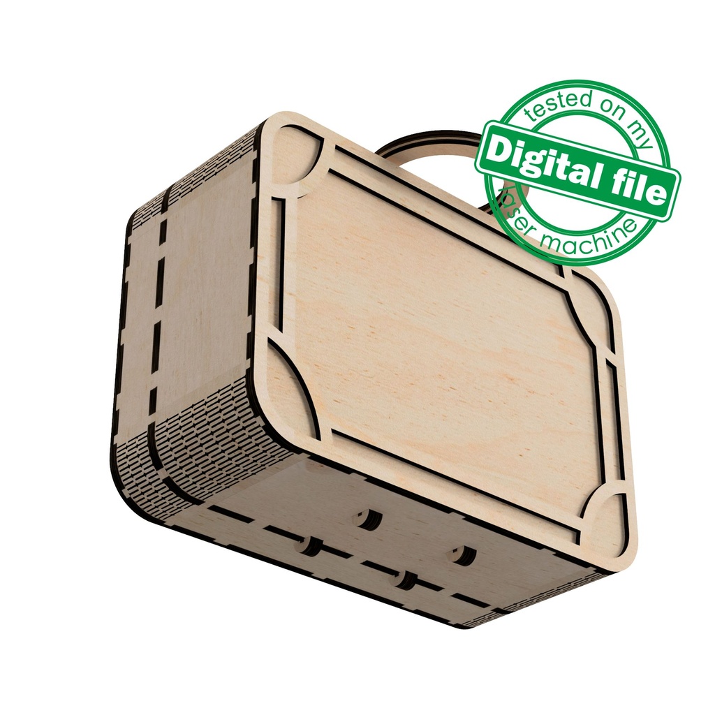 DXF, SVG files for laser Retro Wooden Suitcase, Vintage Handmade clutch, flexible plywood, Living hinge, Glowforge, Material 1/8'' (3.2 mm)
