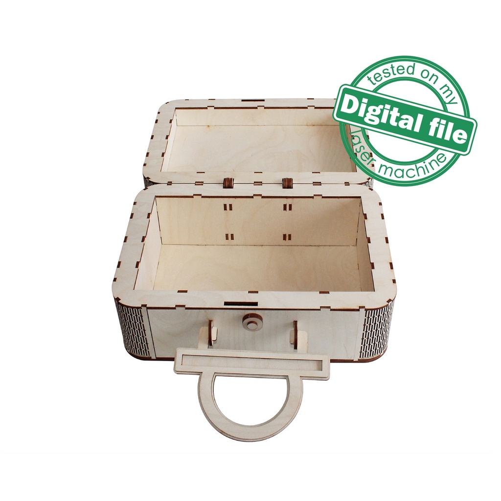 DXF, SVG files for laser Retro Wooden Suitcase, Vintage Handmade clutch, flexible plywood, Living hinge, Glowforge, Material 1/8'' (3.2 mm)