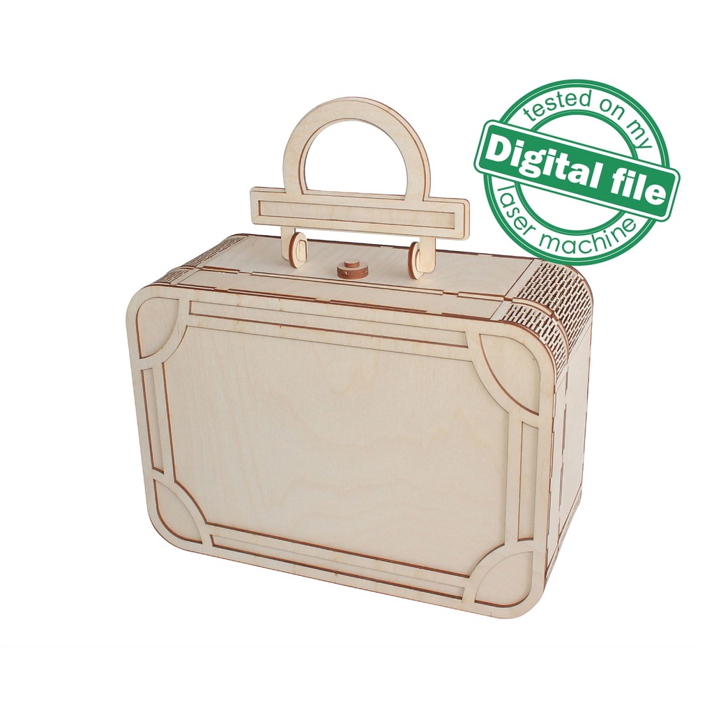 DXF, SVG files for laser Retro Wooden Suitcase, Vintage Handmade clutch, flexible plywood, Living hinge, Glowforge, Material 1/8'' (3.2 mm)