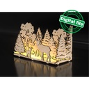 DXF, SVG files for laser Diorama family of deer in the forest, 3d shadow box, Decorative night lamp, Nursery decor, Multilayered Light box