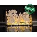 DXF, SVG files for laser Diorama family of deer in the forest, 3d shadow box, Decorative night lamp, Nursery decor, Multilayered Light box