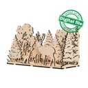 DXF, SVG files for laser Diorama family of deer in the forest, 3d shadow box, Decorative night lamp, Nursery decor, Multilayered Light box