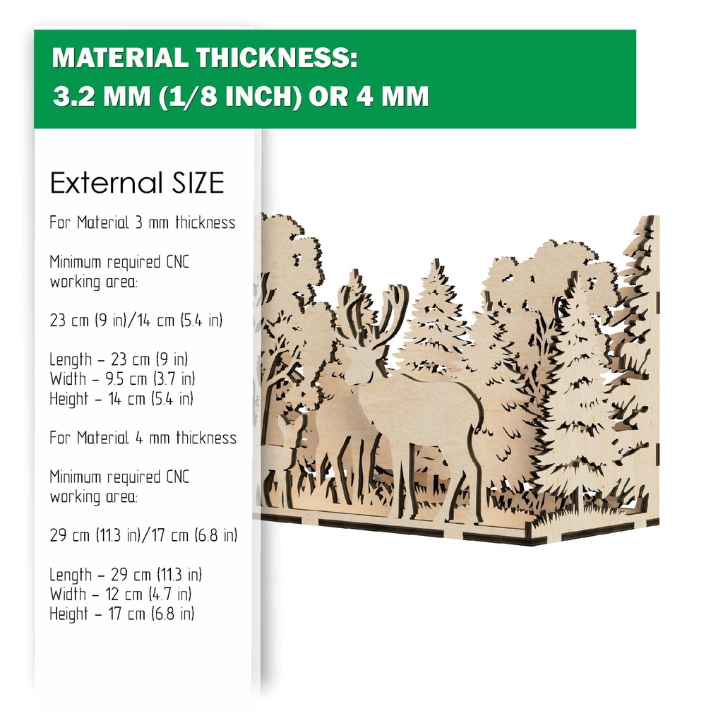 DXF, SVG files for laser Diorama family of deer in the forest, 3d shadow box, Decorative night lamp, Nursery decor, Multilayered Light box