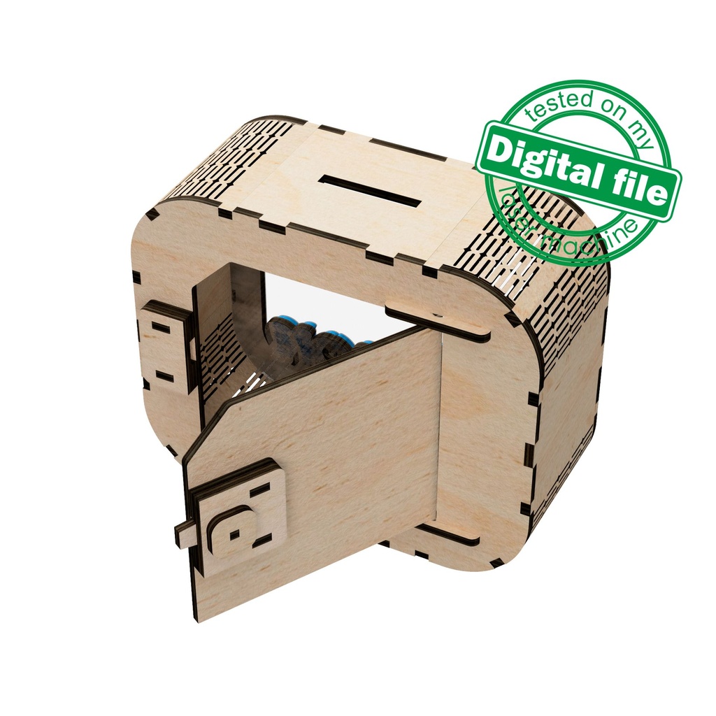 DXF, SVG files for laser Personalized Baby Piggy Bank, Wood Gift For Kids, Nursery Decor, Wooden Piggy Bank with Name, Tip box,Business idea