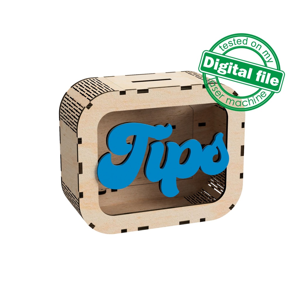 DXF, SVG files for laser Personalized Baby Piggy Bank, Wood Gift For Kids, Nursery Decor, Wooden Piggy Bank with Name, Tip box,Business idea