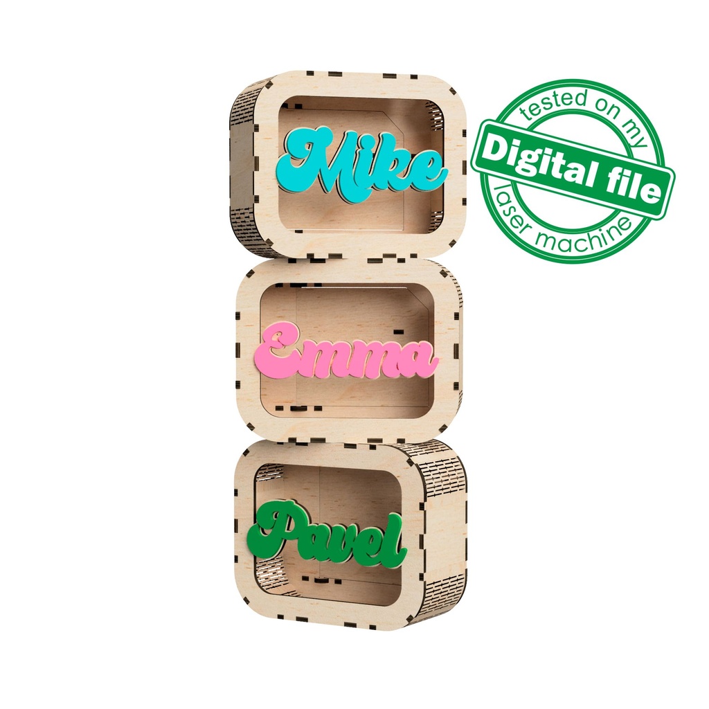 DXF, SVG files for laser Personalized Baby Piggy Bank, Wood Gift For Kids, Nursery Decor, Wooden Piggy Bank with Name, Tip box,Business idea