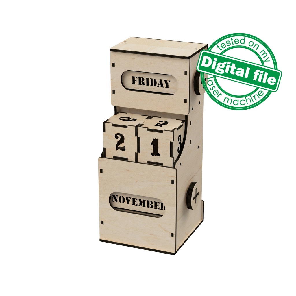 DXF, SVG file for laser Wooden Perpetual calendar, Advent calendar, Christmas countdown, Retro, Vintage, Plywood or MDF 3.2 mm