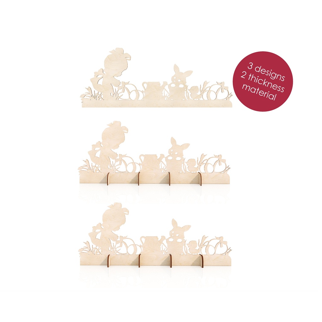 DXF, SVG files for laser Easter decoration, vintage image children collect eggs, Different Material 1/8 inch (3,2 mm), 1/4 inch (6,4 mm)