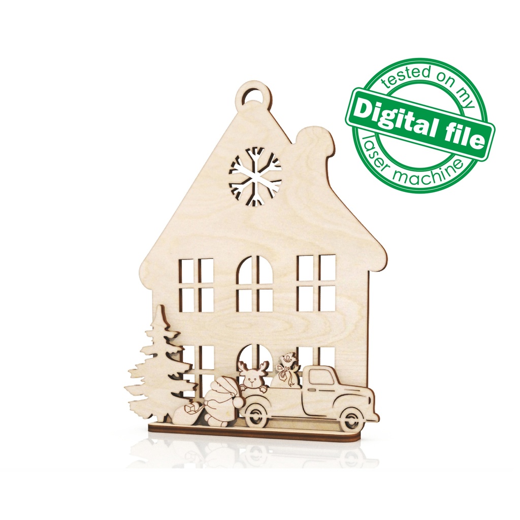 DXF, SVG files for laser Christmas 3D decor Santa with gifts,retro truck, deer, tree,Mantel decor,Vector project, Glowforge, Material thickness 1/8'' (3.2 mm)