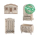 DXF, SVG files for laser Desk organizer set, Pen Holder, Doll's Chest of drawers, Cupboard, Flower box, Mather day gift, 4 different design