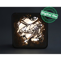 [00185802] DXF, SVG files for laser Light box Sea Turtle, Glowforge, Material thickness 1/8 inch (3.2 mm), Light decor, Layered Ornament pattern