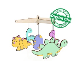 [00187597] DXF, SVG files for laser baby mobile, Paint your own Dinos Nursery decor, Ready to paint, Kids craft and activity, Material 1/8'' (3.2 mm)