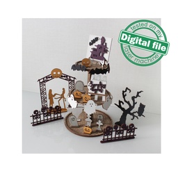 [00187725] SVG, DXF Laser cut files Halloween tiered tray decor, Mega Bundle Sign Pack, Diy paint kit, Basket tags, Material thickness 3.2 mm