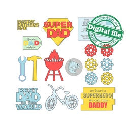 [00187651] SVG, DXF Laser cut files Father's day tiered tray decor, Mega Bundle Sign Pack, Diy paint kit, Basket tags, Material thickness 3.2 mm