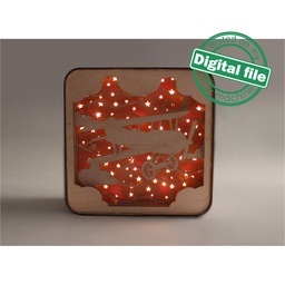 [00186359] DXF, SVG files for laser Light box Airplane, Nursery Decor, Vector project, Glowforge, Material thickness 1/8 inch (3.2 mm)