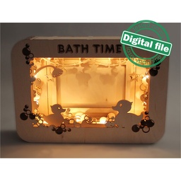[00186245] DXF, SVG files for laser Light box Kids Photo Frame, Photo lamp, Bath Time, Nursery decor, Material thickness 1/8 inch (3.2 mm)