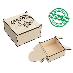 [00185439] DXF, SVG files for laser hinged lid box, flower heart, love doves, bridesmaid gift, february 14, valentines day, memorable gifts, engagement