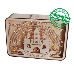 [00185915] DXF, SVG files for laser Light box Dream big little one, Baby shower decor, Nursery, Glowforge, Material thickness 1/8 inch (3.2 mm)