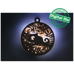 [00187321] DXF, SVG files for laser Light-Up Multilayer Ornament, Home decor, Glowforge ready, Silhouette, Cricut, Nursery Decor, Chameleon, Monstera