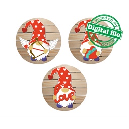 [00187188] DXF, SVG Files different design St. Valentine's Gnome Girl Cutout, Shape, Paint by Line, Valentine's day, Wedding, door hanger template