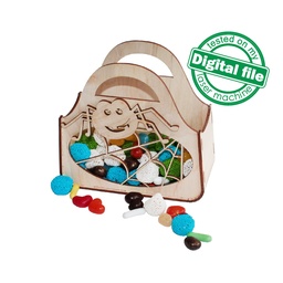 [0184147] DXF, SVG files for laser Halloween Wooden handbag trick or treat  Vector project, Glowforge, Material thickness 1/8 inch (3.2 mm)