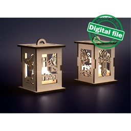 [7772730] DXF, SVG files for laser Tiny tea light candle lantern, Cross, He is risen,Easter,spring decor,2 designs,door opens,Material 1/8'' (3.2 mm)
